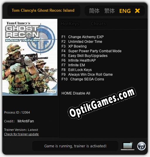 Tom Clancys Ghost Recon: Island Thunder: TRAINER AND CHEATS (V1.0.98)