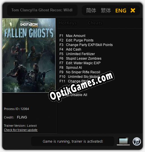 Trainer for Tom Clancys Ghost Recon: Wildlands Fallen Ghosts [v1.0.6]