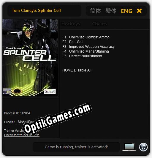 Tom Clancys Splinter Cell: TRAINER AND CHEATS (V1.0.4)