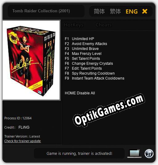 Trainer for Tomb Raider Collection (2001) [v1.0.8]
