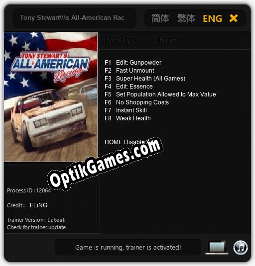 Tony Stewarts All-American Racing: TRAINER AND CHEATS (V1.0.71)
