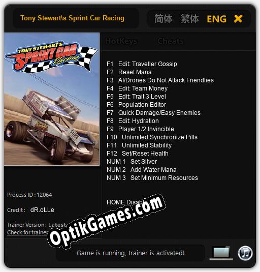 Tony Stewarts Sprint Car Racing: TRAINER AND CHEATS (V1.0.50)