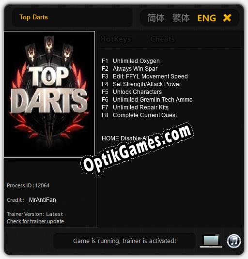 Top Darts: Cheats, Trainer +8 [MrAntiFan]