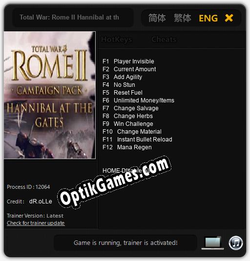 Trainer for Total War: Rome II Hannibal at the Gates [v1.0.4]