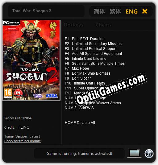 Total War: Shogun 2: TRAINER AND CHEATS (V1.0.86)