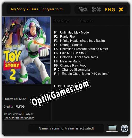 Toy Story 2: Buzz Lightyear to the Rescue: Trainer +11 [v1.7]