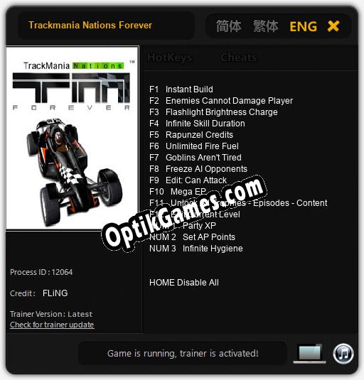 Trackmania Nations Forever: TRAINER AND CHEATS (V1.0.19)