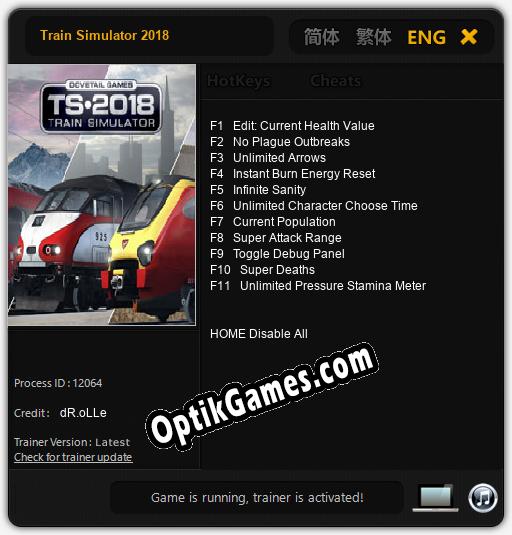 Train Simulator 2018: TRAINER AND CHEATS (V1.0.18)