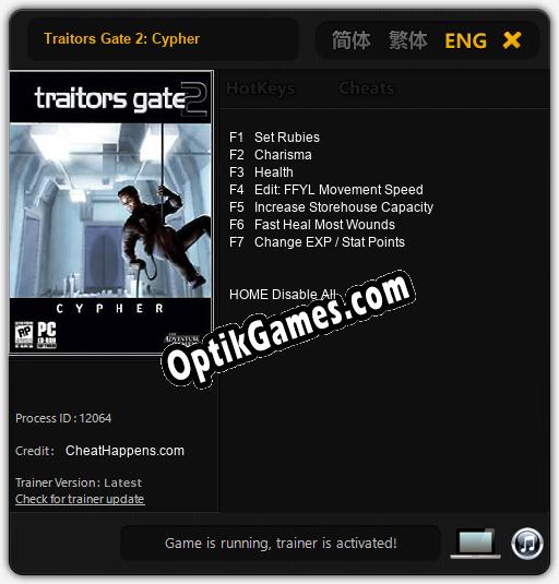 Traitors Gate 2: Cypher: Trainer +7 [v1.4]