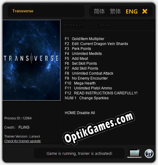 Transverse: Trainer +13 [v1.6]