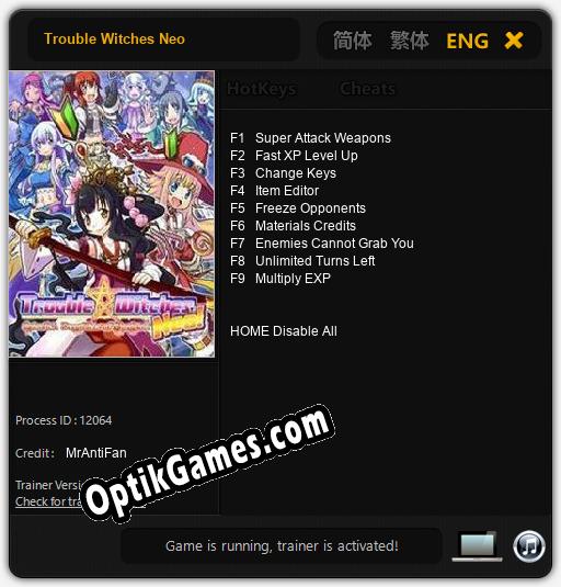 Trainer for Trouble Witches Neo [v1.0.6]