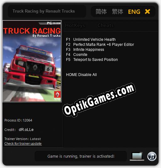 Truck Racing by Renault Trucks: Trainer +5 [v1.8]
