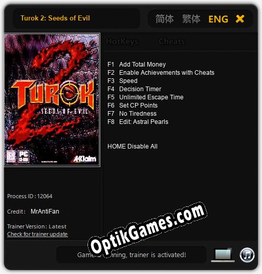 Turok 2: Seeds of Evil: TRAINER AND CHEATS (V1.0.15)