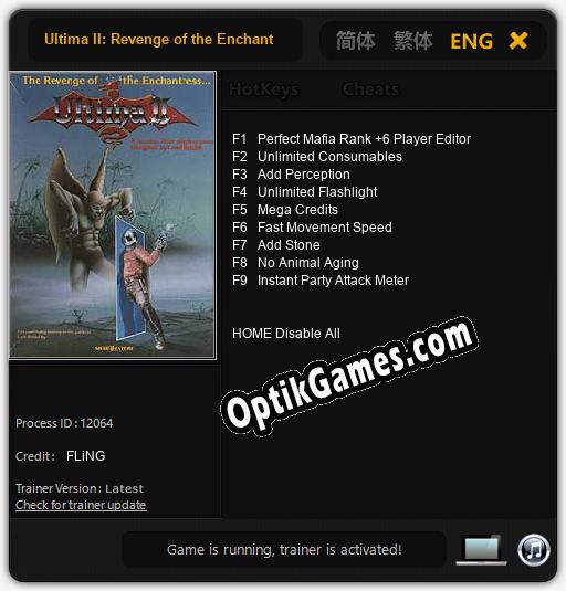 Ultima II: Revenge of the Enchantress: TRAINER AND CHEATS (V1.0.28)