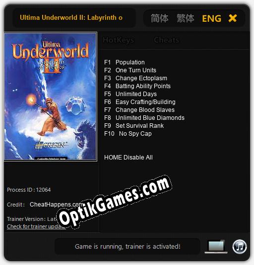 Ultima Underworld II: Labyrinth of Worlds: Trainer +10 [v1.6]
