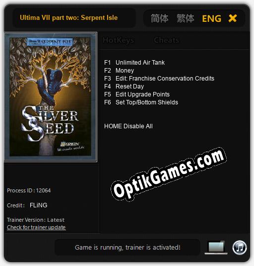 Trainer for Ultima VII part two: Serpent Isle The Silver Seed [v1.0.2]