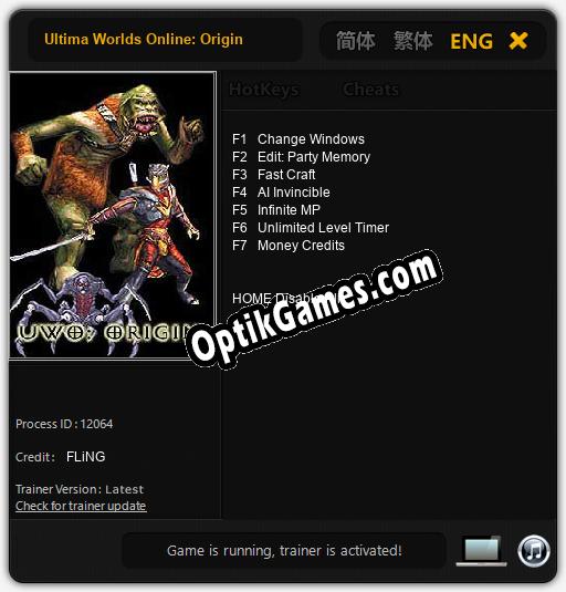 Ultima Worlds Online: Origin: Trainer +7 [v1.4]