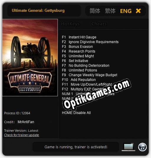 Ultimate General: Gettysburg: TRAINER AND CHEATS (V1.0.91)