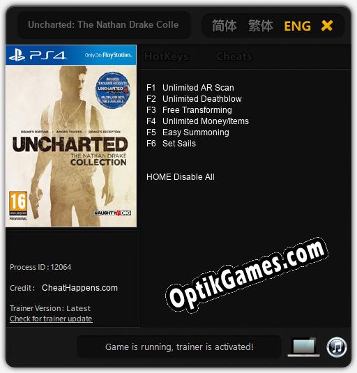 Trainer for Uncharted: The Nathan Drake Collection [v1.0.6]