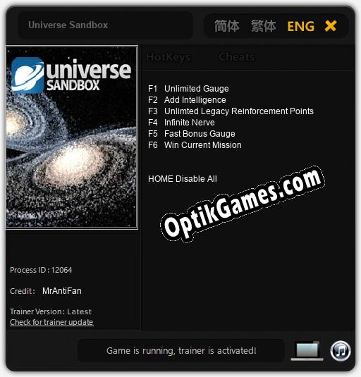 Trainer for Universe Sandbox [v1.0.4]
