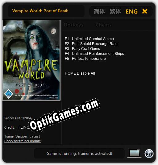 Trainer for Vampire World: Port of Death [v1.0.5]