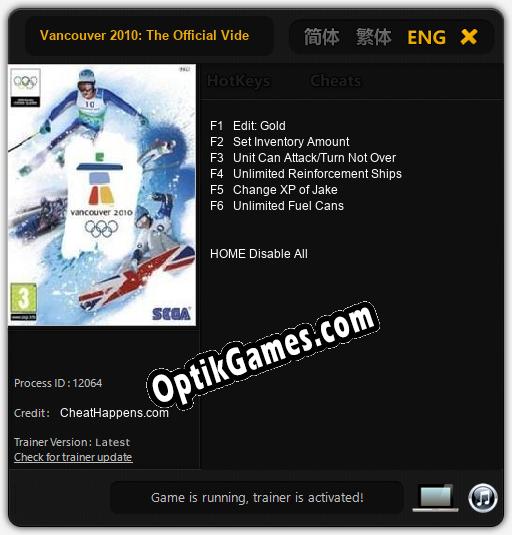 Vancouver 2010: The Official Video Game of the Olympic Winter Games: TRAINER AND CHEATS (V1.0.84)