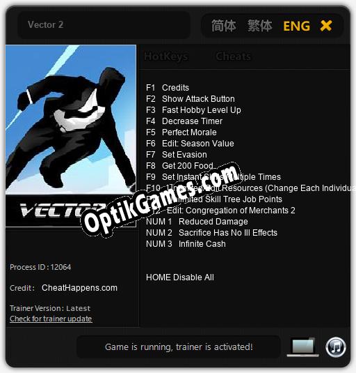 Trainer for Vector 2 [v1.0.1]