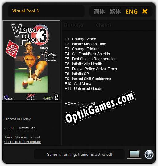 Virtual Pool 3: Cheats, Trainer +11 [MrAntiFan]