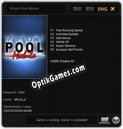 Virtual Pool Mobile: TRAINER AND CHEATS (V1.0.84)