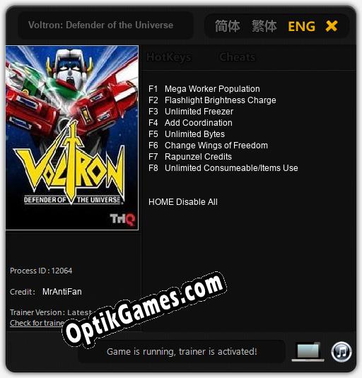 Voltron: Defender of the Universe: Trainer +8 [v1.8]