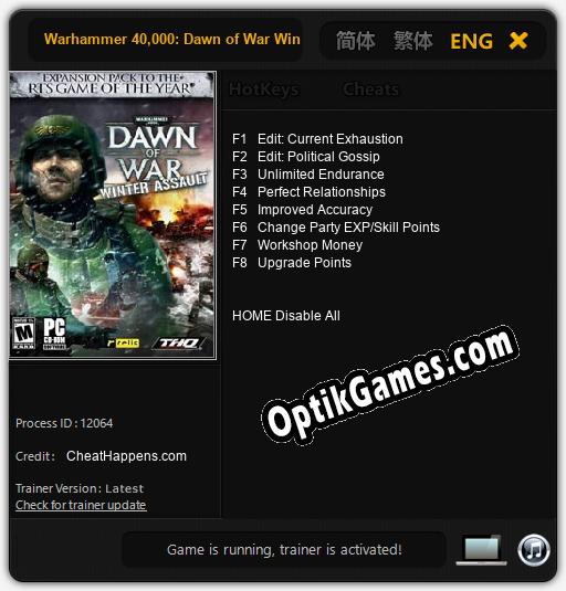Warhammer 40,000: Dawn of War Winter Assault: TRAINER AND CHEATS (V1.0.95)