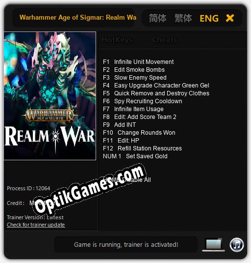 Trainer for Warhammer Age of Sigmar: Realm War [v1.0.1]