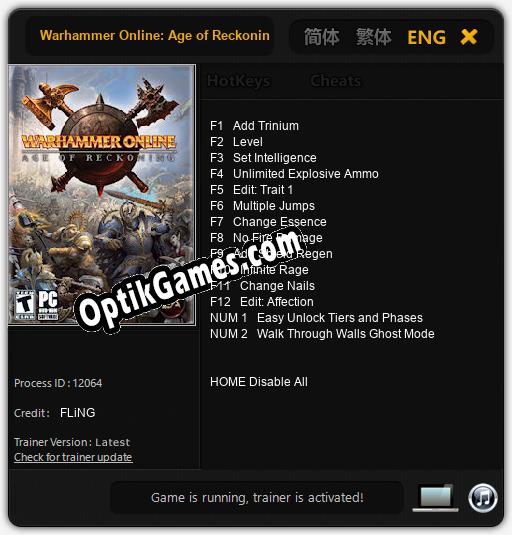 Warhammer Online: Age of Reckoning: Cheats, Trainer +14 [FLiNG]