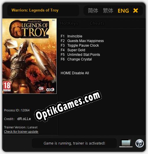 Trainer for Warriors: Legends of Troy [v1.0.5]