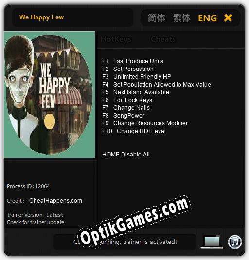 Trainer for We Happy Few [v1.0.1]