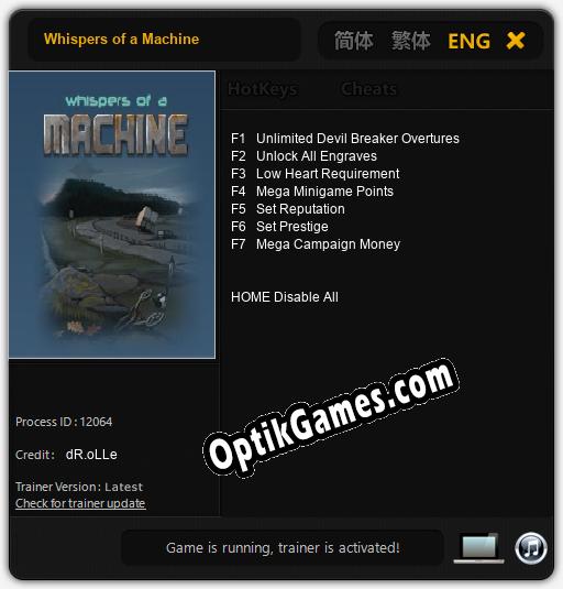 Trainer for Whispers of a Machine [v1.0.7]