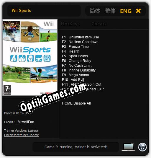 Wii Sports: Trainer +12 [v1.1]