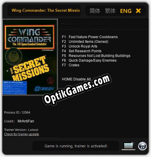 Wing Commander: The Secret Missions: Cheats, Trainer +7 [MrAntiFan]