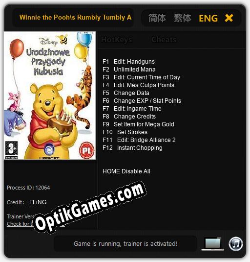 Winnie the Poohs Rumbly Tumbly Adventure: Trainer +12 [v1.9]