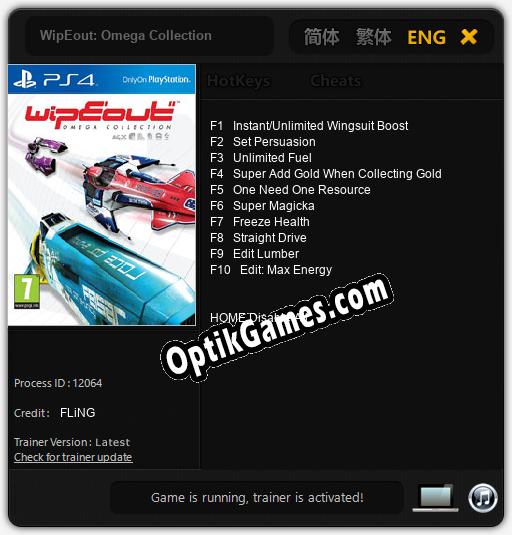 WipEout: Omega Collection: TRAINER AND CHEATS (V1.0.45)