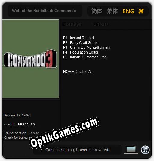 Wolf of the Battlefield: Commando 3: Cheats, Trainer +5 [MrAntiFan]
