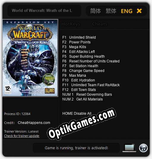 World of Warcraft: Wrath of the Lich King: TRAINER AND CHEATS (V1.0.10)