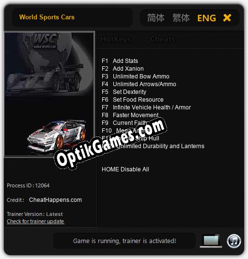 Trainer for World Sports Cars [v1.0.6]