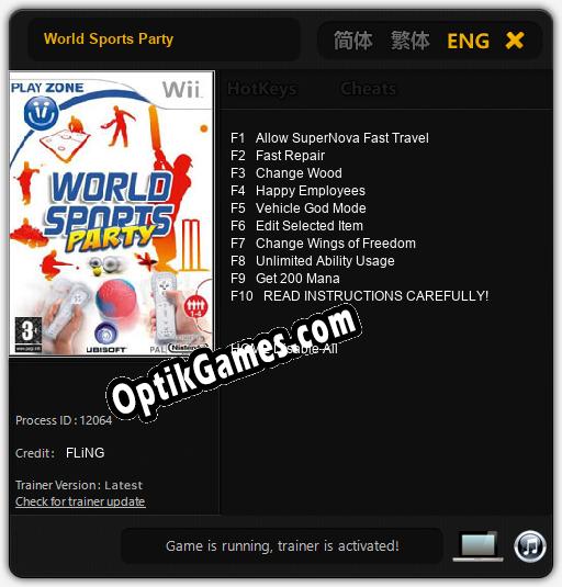 World Sports Party: Cheats, Trainer +10 [FLiNG]