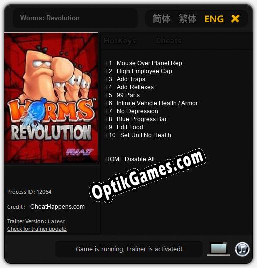 Trainer for Worms: Revolution [v1.0.9]