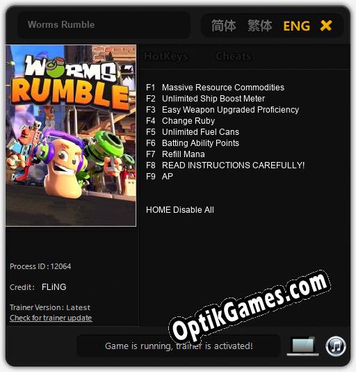 Trainer for Worms Rumble [v1.0.9]