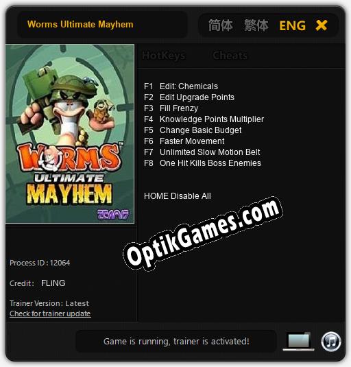 Trainer for Worms Ultimate Mayhem [v1.0.8]