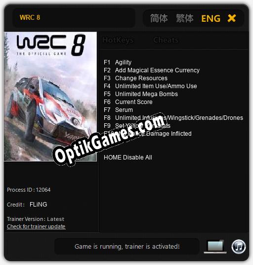 WRC 8: Cheats, Trainer +10 [FLiNG]