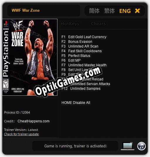 WWF War Zone: TRAINER AND CHEATS (V1.0.70)
