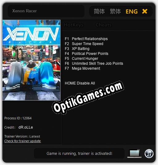 Trainer for Xenon Racer [v1.0.7]